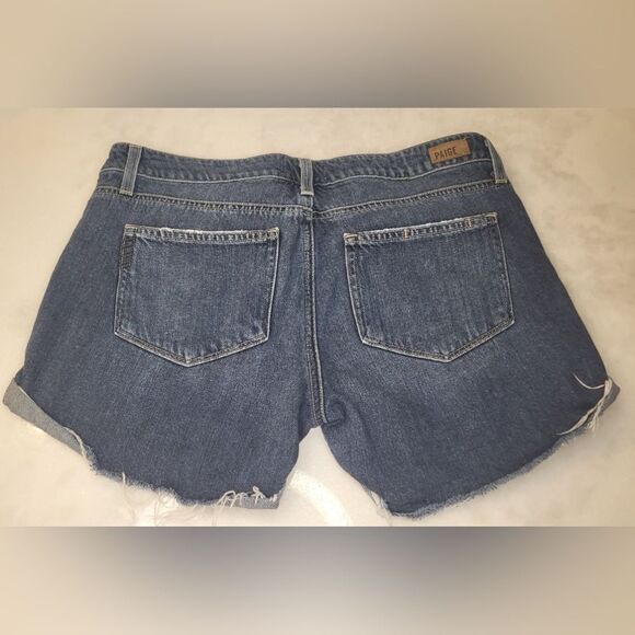 Paige Jimmy Jimmy Distressed Cuffed Denim Short Size 27 - Picture 8 of 15